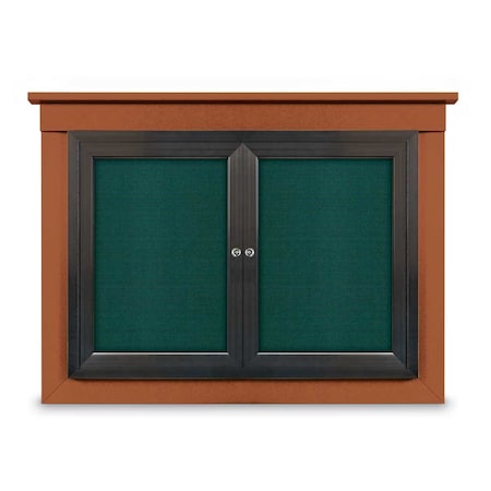 United Visual Products 18"x24" 1-Door Enclosed Letterboard, Blue Felt/Walnut UV2620O-WALNUT-BLUE